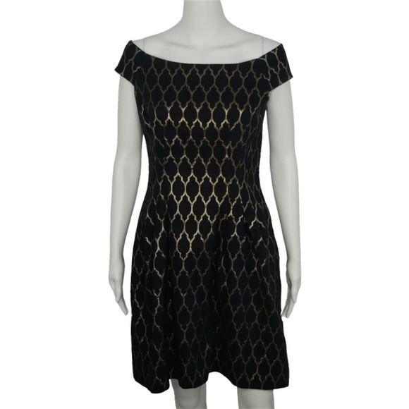 Vince Camuto Black and Gold Fit & Flare dress - Picture 1 of 7
